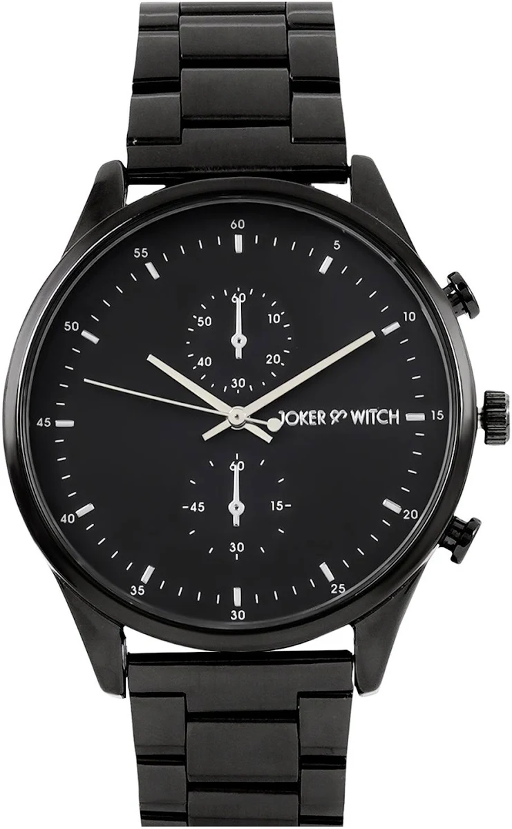 Joker and Witch Beetle All Black Metallic Strap Watch - Image 4